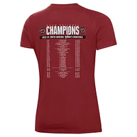 T-shirt Under Armour Garnet South Carolina Gamecocks 2024 NCAA Women's Basketball National Champions Schedule pour femme