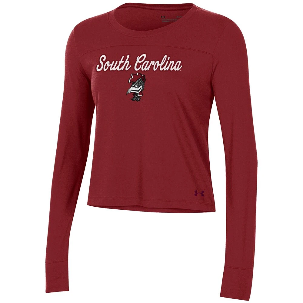 Women's Under Armour Garnet South Carolina Gamecocks Vault Cropped Long Sleeve T-Shirt