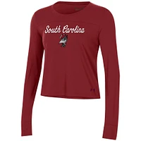 Women's Under Armour Garnet South Carolina Gamecocks Vault Cropped Long Sleeve T-Shirt