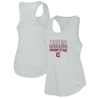 Women's Under Armour Heather Gray South Carolina Gamecocks Breezy Racerback Tri-Blend Tank Top