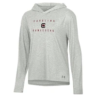 T-shirt à capuche manches longues et trois couches pour femme Under Armour Heather Gray South Carolina Gamecocks