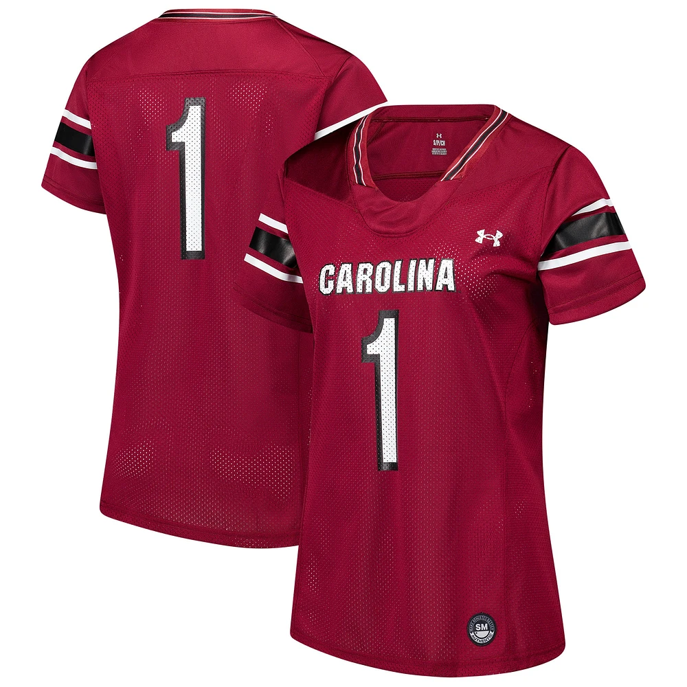 Women's Under Armour #1 Garnet South Carolina Gamecocks Replica Football Jersey