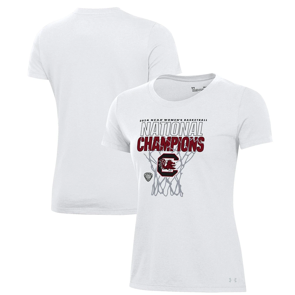 Women's Under Armour  White South Carolina Gamecocks 2024 NCAA Basketball National Champions Locker Room T-Shirt