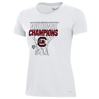 T-shirt blanc pour vestiaire des champions nationaux de basket-ball féminin Under Armour Gamecocks Caroline du Sud 2024 la NCAA