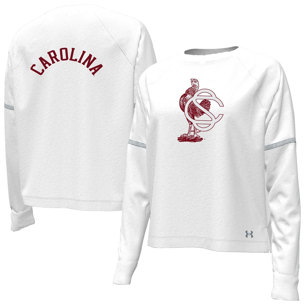 Sweat-shirt à enfiler en tricot double Gameday pour femme des Gamecocks de Caroline du Sud Under Armour blanc