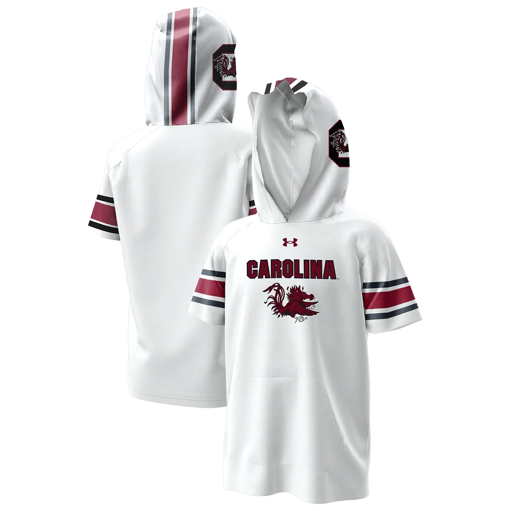 Youth Under Armour  White South Carolina Gamecocks ArmourFuse Jersey Raglan Hooded T-Shirt