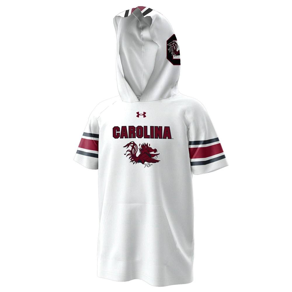 Youth Under Armour  White South Carolina Gamecocks ArmourFuse Jersey Raglan Hooded T-Shirt