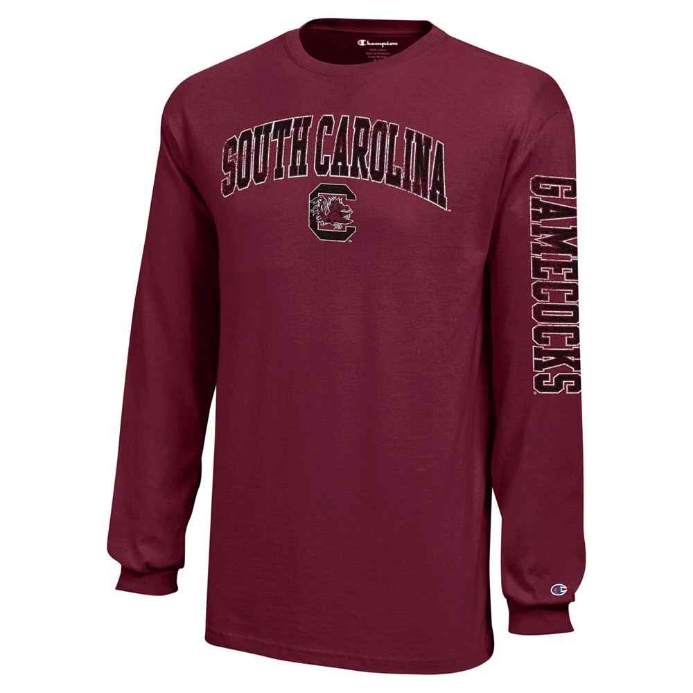 T-shirt à manches longues avec logo vieilli Garnet South Carolina Gamecocks, champion des jeunes