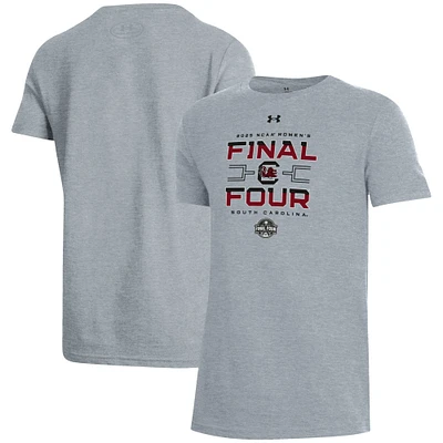 T-shirt gris Under Armour pour jeunes Gamecocks de Caroline du Sud, tournoi basketball féminin NCAA 2025, Final Four March Madness, vestiaire