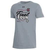 T-shirt pour jeunes Under Armour Heather Grey des Gamecocks de Caroline du Sud 2024 tournoi basket-ball féminin la NCAA March Madness Final Four Locker Room