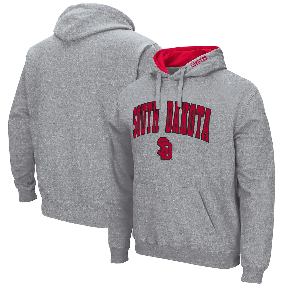 Colosseum Heathered Grey Dakota du Sud Coyotes Arch and Logo Pull à capuche pour homme