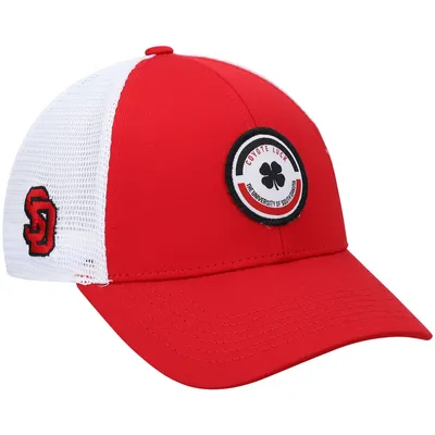 South Dakota Coyotes Motto Trucker Snapback Hat - Red/White