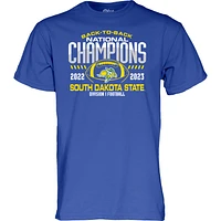 Men's Blue 84  South Dakota State Jackrabbits Back-To-Back FCS Football National Champions T-Shirt