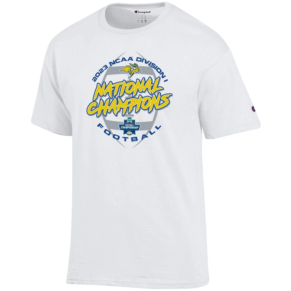 T-shirt pour hommes, champion blanc du Dakota Sud, Jackrabbits 2023 FCS, champions nationaux de football, vestiaire