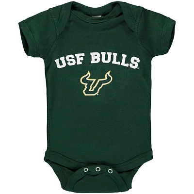 Infant Green South Florida Bulls Arch & Logo Bodysuit