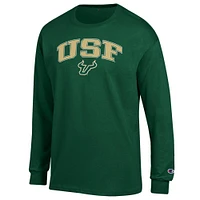 T-shirt à manches longues pour homme Champion Green South Florida Bulls avec logo Arch Over