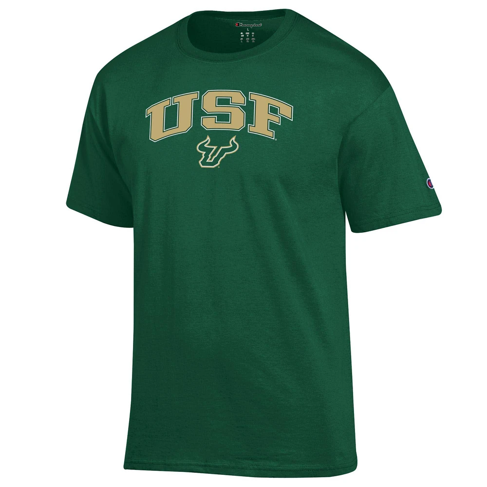 Men's Champion  Green South Florida Bulls Arch Over Logo T-Shirt