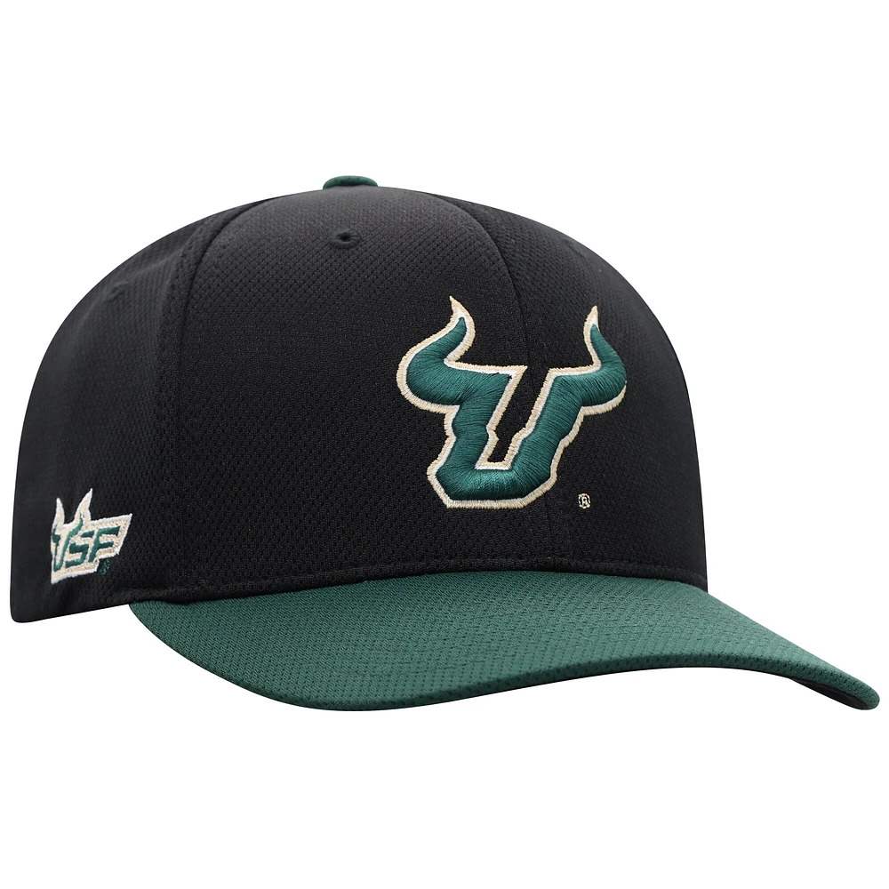 Men's Top of the World  Black South Florida Bulls Reflex Fitted Hat