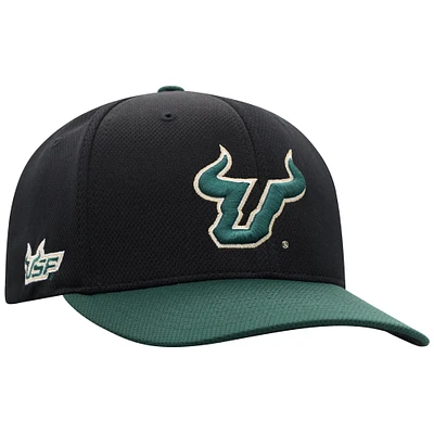 Men's Top of the World  Black South Florida Bulls Reflex Fitted Hat