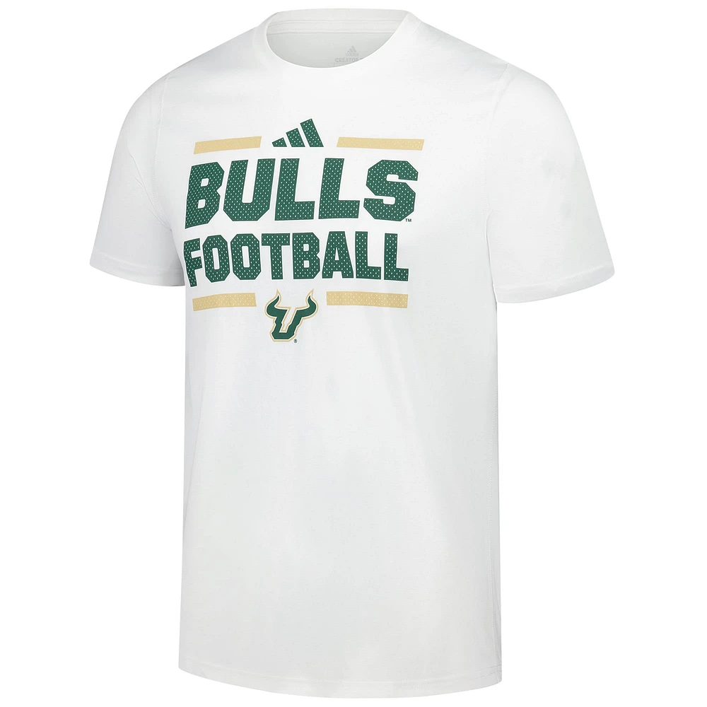 Men's adidas White South Florida Bulls Football T-Shirt