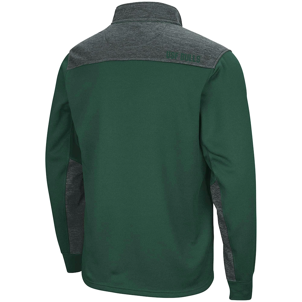 Men's Colosseum Green/Charcoal South Florida Bulls Samir Quarter-Zip Fleece Jacket