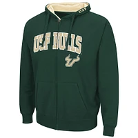 Men's Colosseum Green South Florida Bulls Arch & Logo 3.0 Full-Zip Hoodie