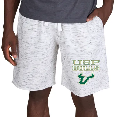 South Florida Bulls Concepts Sport Alley Fleece Shorts - White/Charcoal