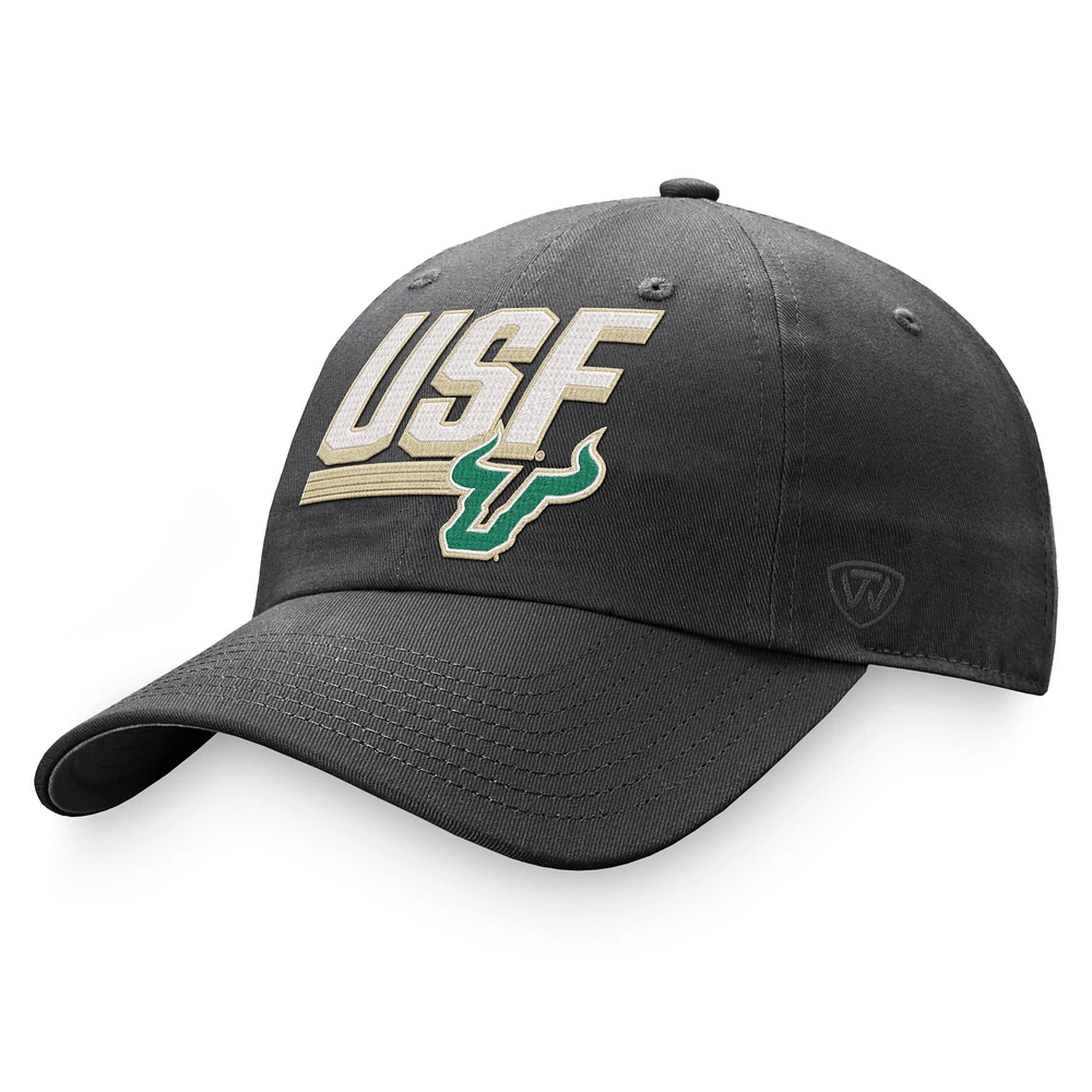 Chapeau réglable Top of the World Charcoal South Florida Bulls Slice pour hommes