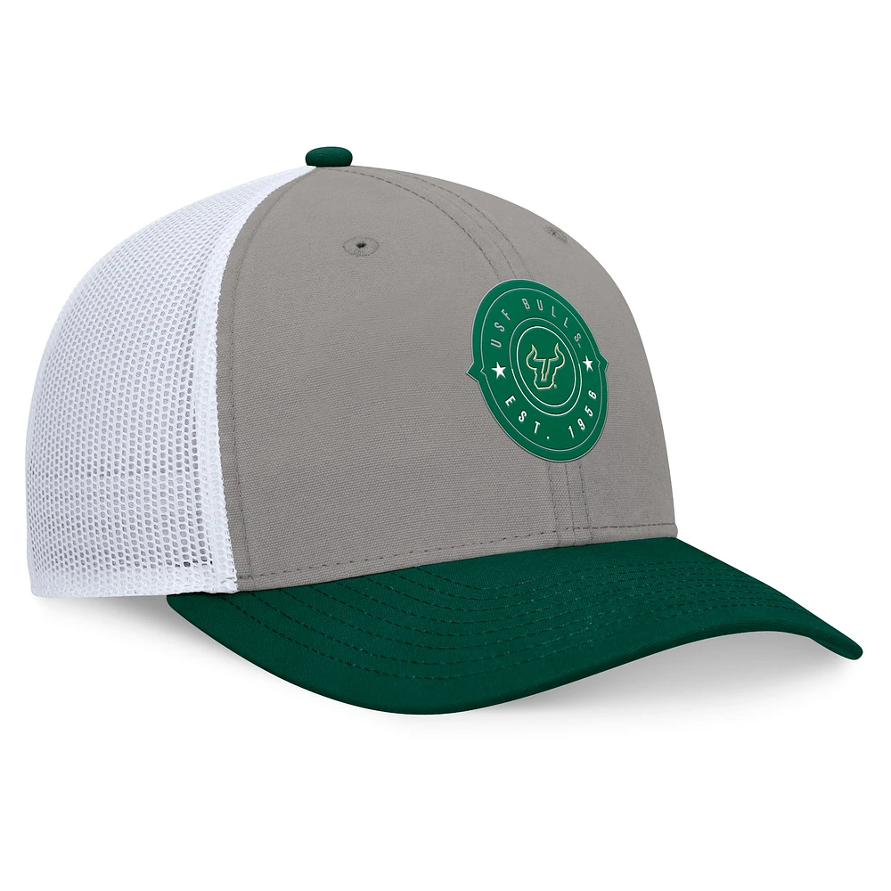 Casquette réglable Top of the World pour hommes, gris/vert, South Florida Bulls Rob Trucker