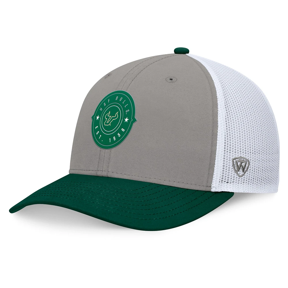 Men's Top of the World Gray/Green South Florida Bulls Rob Trucker Adjustable Hat