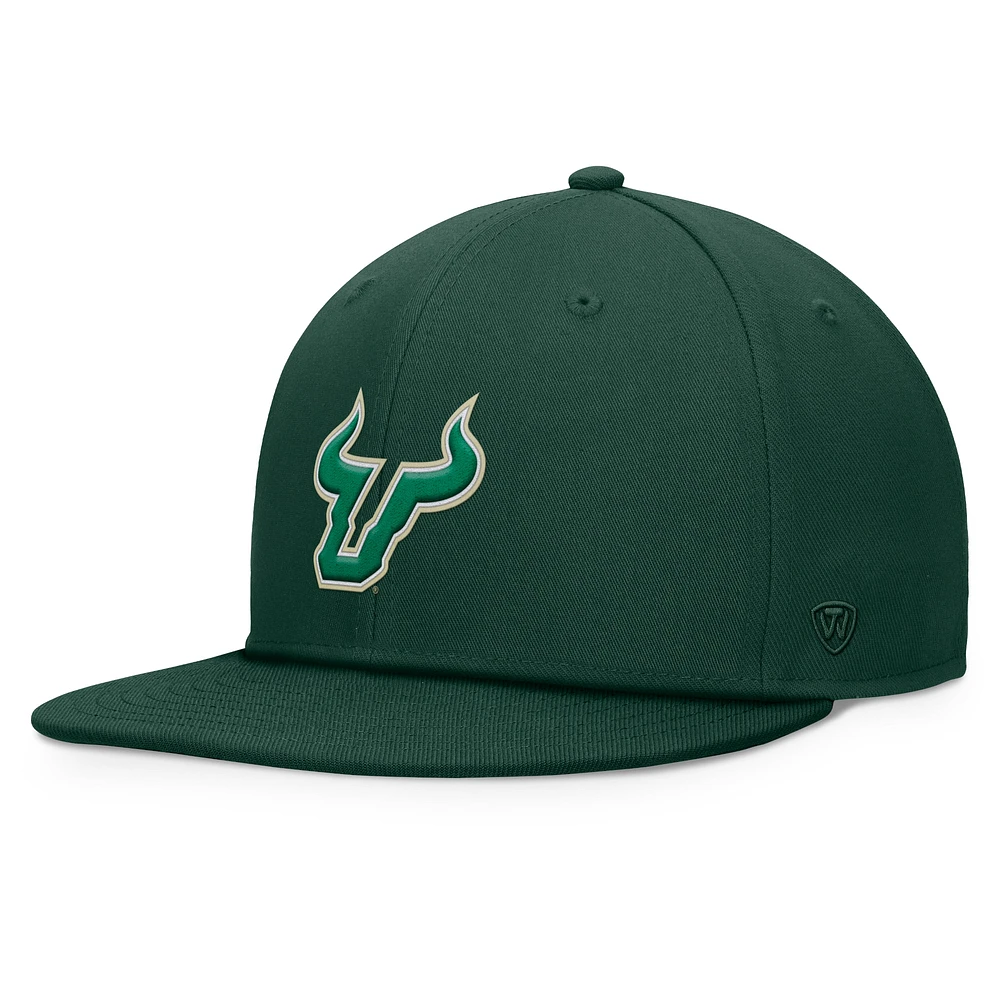 Men's Top of the World Green South Florida Bulls Fundamental Snapback Hat