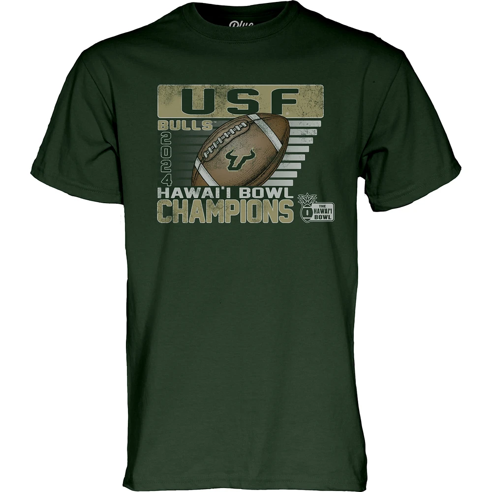 Unisex Blue 84 Green South Florida Bulls 2024 Hawaii Bowl Champions T-Shirt