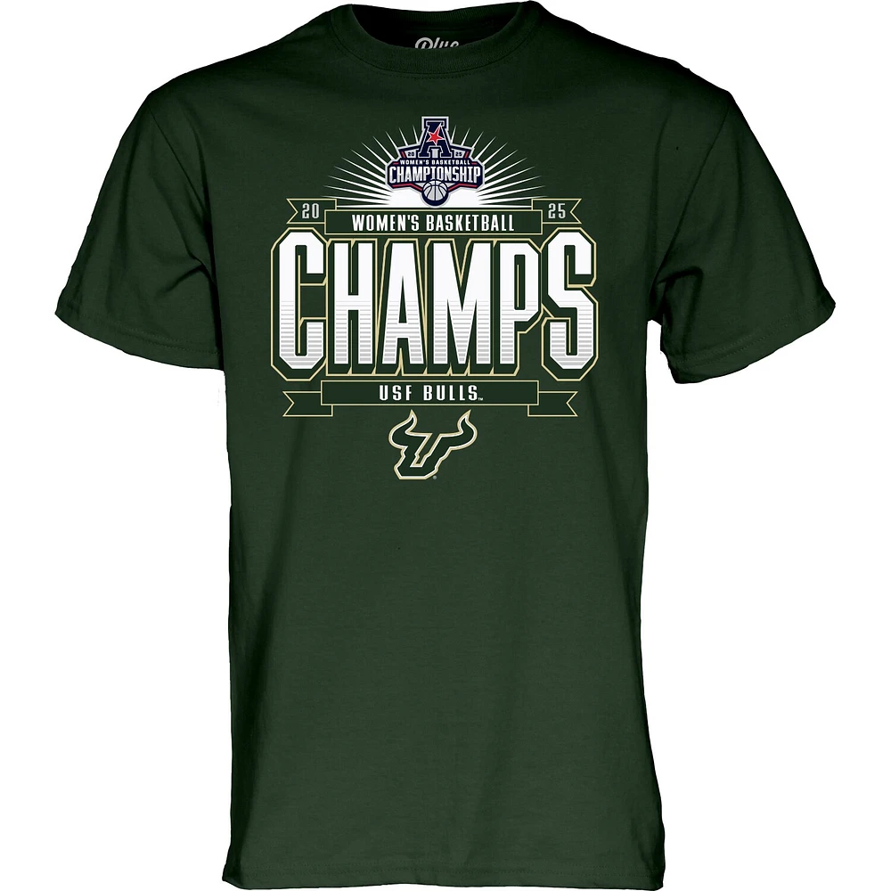 Unisex Blue 84 Green South Florida Bulls 2025 AAC Women's Basketball Conference Tournament Champions T-Shirt
