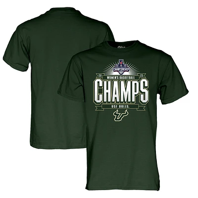 Unisex Blue 84 Green South Florida Bulls 2025 AAC Women's Basketball Conference Tournament Champions T-Shirt