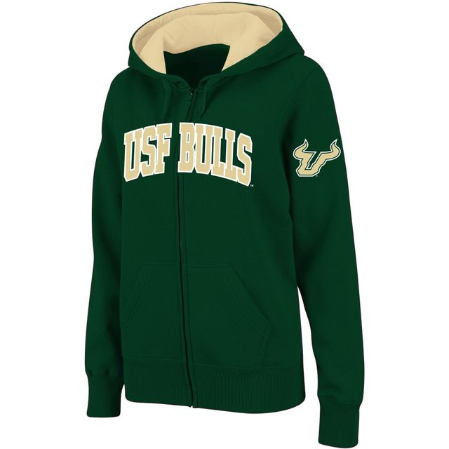 Sweat à capuche entièrement zippé pour femme Stadium Athletic Green South Florida Bulls avec nom arqué