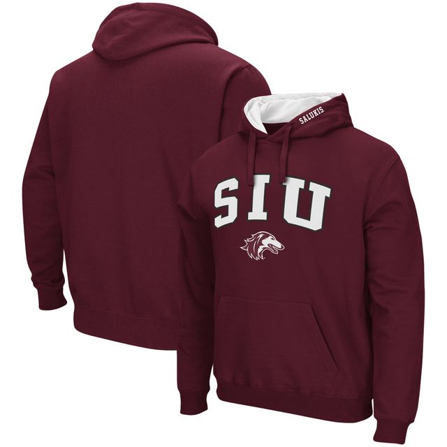 Chandail à capuchon Colosseum Maroon Southern Illinois Salukis Arch et logo pour hommes