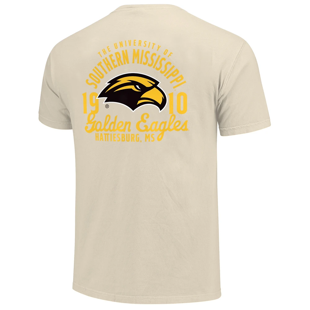 T-shirt crème pour homme avec motif mascotte des Golden Eagles de Southern Miss