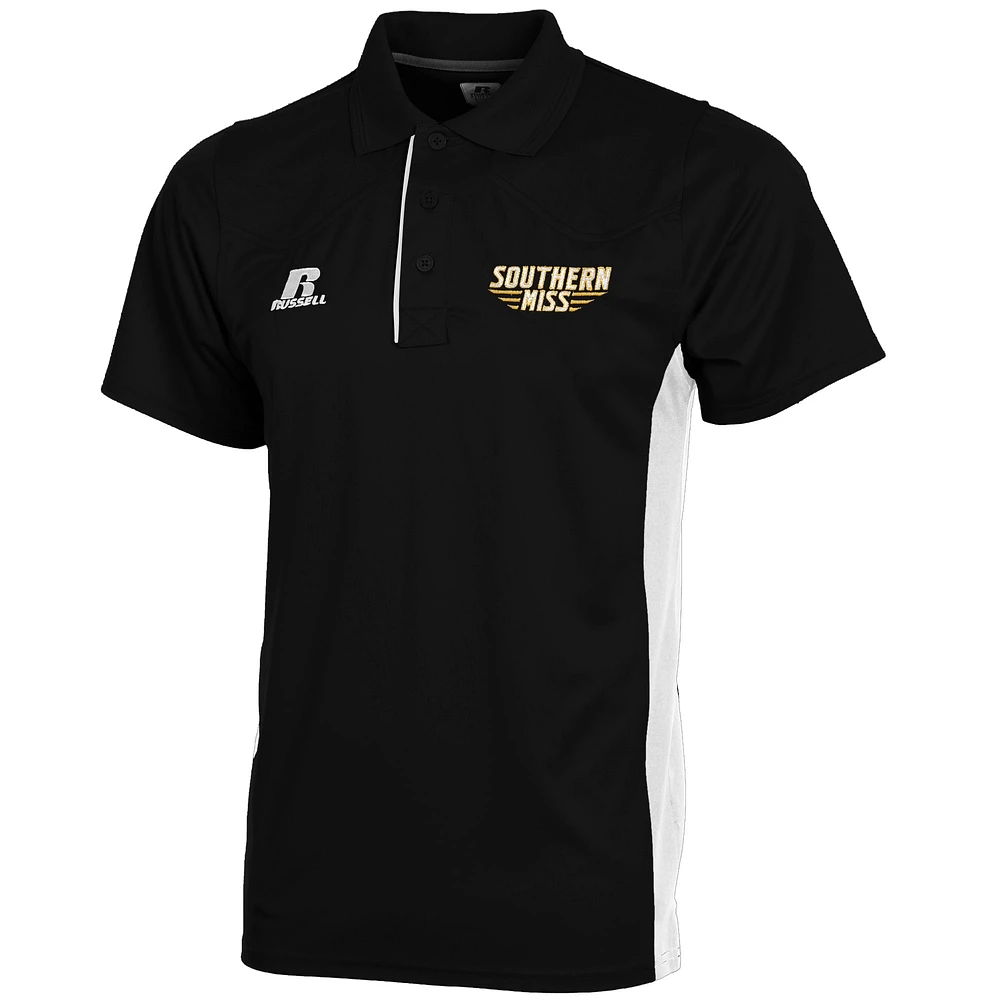 Polo noir Russell 2014 Sideline Coaches pour homme des Golden Eagles de Southern Miss