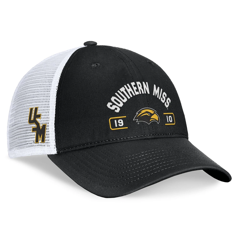 Men's Top of the World Black/White Southern Miss Golden Eagles Free Kick Trucker Adjustable Hat