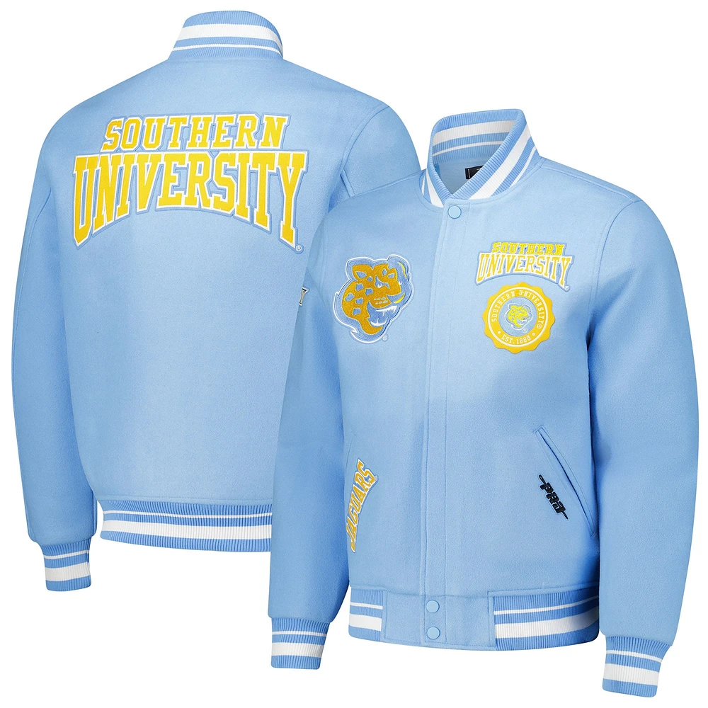 Veste entièrement zippée en laine Pro Standard pour hommes, bleu clair, Southern University Jaguars Crest