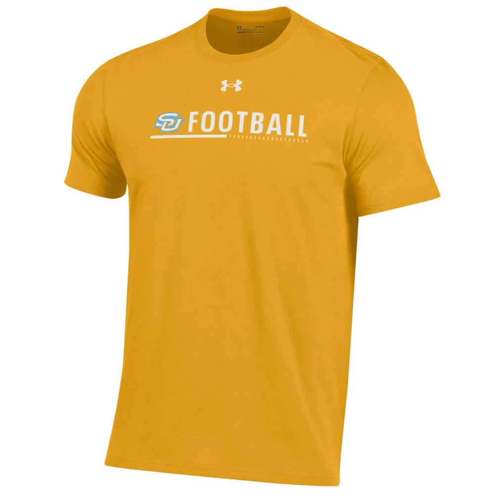 T-shirt en coton Under Armour Gold Southern University Jaguars 2022 Sideline Football Performance pour homme