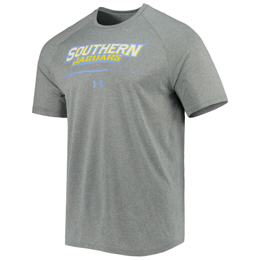 Men's Under Armour Heathered Gray Southern University Jaguars Tech Performance Raglan T-Shirt