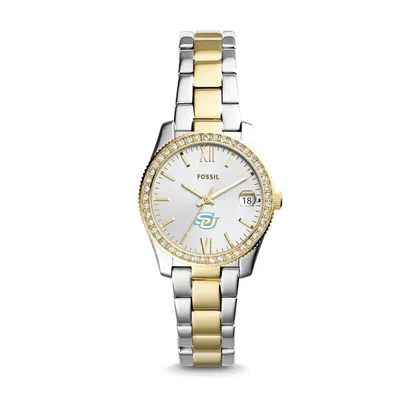 Southern University Jaguars Fossil Women's Personalized Scarlette Mini Two-Tone Stainless Steel Watch - Silver