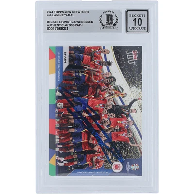 Lamine Yamal Spain FC Autographed 2024 Topps Now UEFA Euro Spain UEFA Euro 2024 Winners #59 Beckett Fanatics Witnessed Authenticated 10 Rookie Card