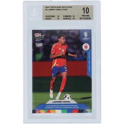 Lamine Yamal Spain National Team 2024 Topps Now UEFA Euro Youngest Player in Tournament History #5 BGS Authenticated 10 Rookie Card - 10,10,10,9.5 Subgrades