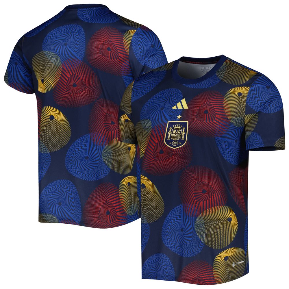 Men's adidas Navy Spain National Team 2022 AEROREADY Pre-Match Top