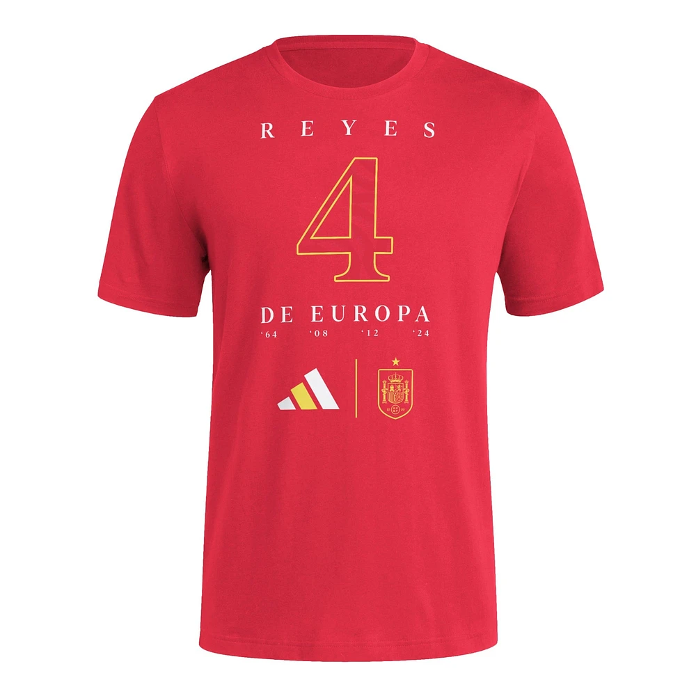 T-shirt adidas rouge pour homme de l'équipe nationale d'Espagne 2024 Champions d'Europe