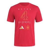 T-shirt adidas rouge pour homme de l'équipe nationale d'Espagne 2024 Champions d'Europe