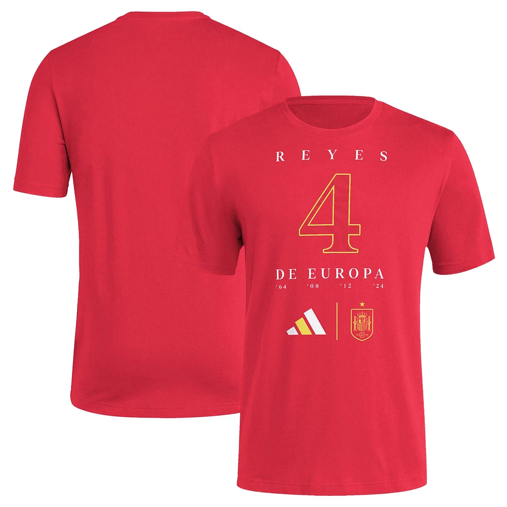 T-shirt adidas rouge pour homme de l'équipe nationale d'Espagne 2024 Champions d'Europe