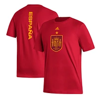 T-shirt adidas rouge pour hommes de l'équipe nationale d'Espagne à dos vertical